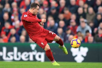 Liverpool's Xherdan Shaqiri during the Premier League match at Anfield, Liverpool.